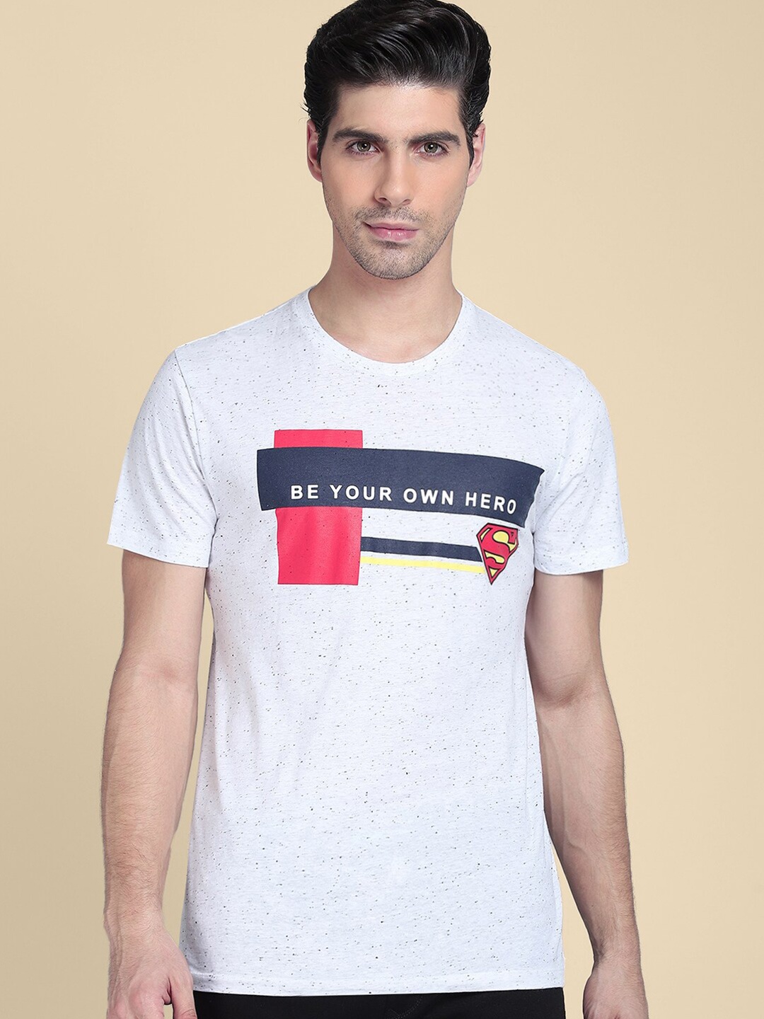 

Free Authority Men White Superman Printed Tshirt