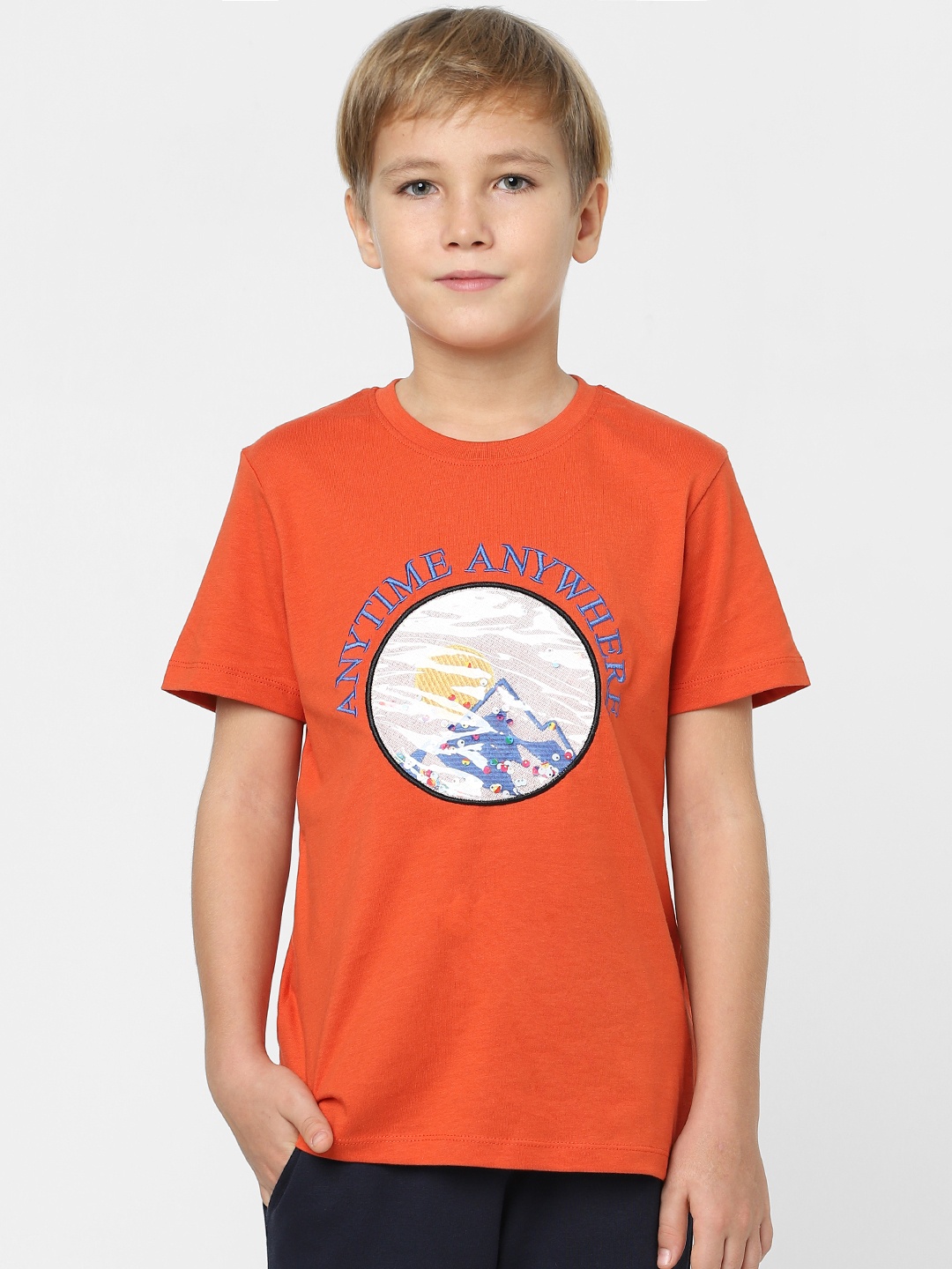 

Jack & Jones Junior Boys Red Printed Slim Fit T-shirt