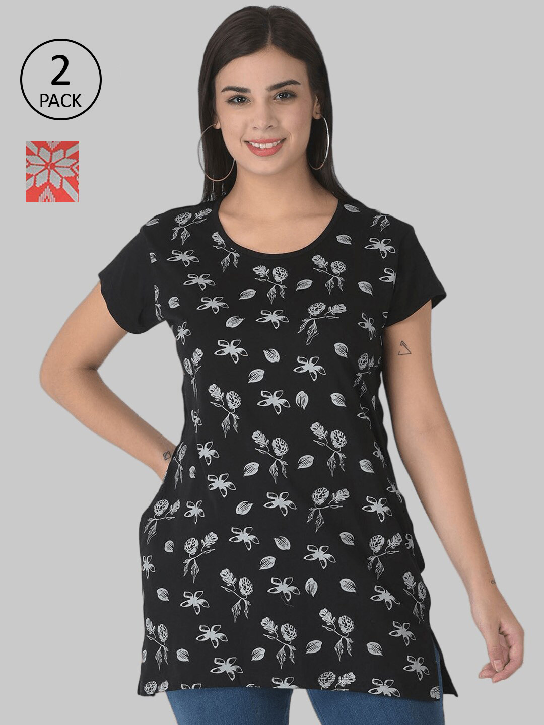 

Dollar Missy Black Print Top