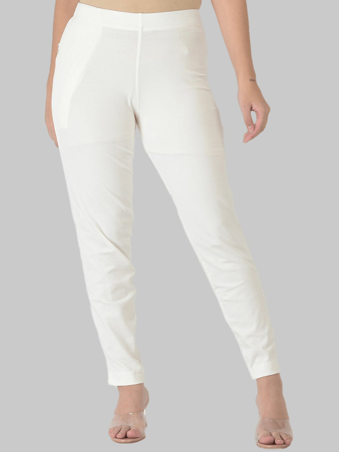

Dollar Missy Women White Relaxed Wrinkle Free Cotton Trousers