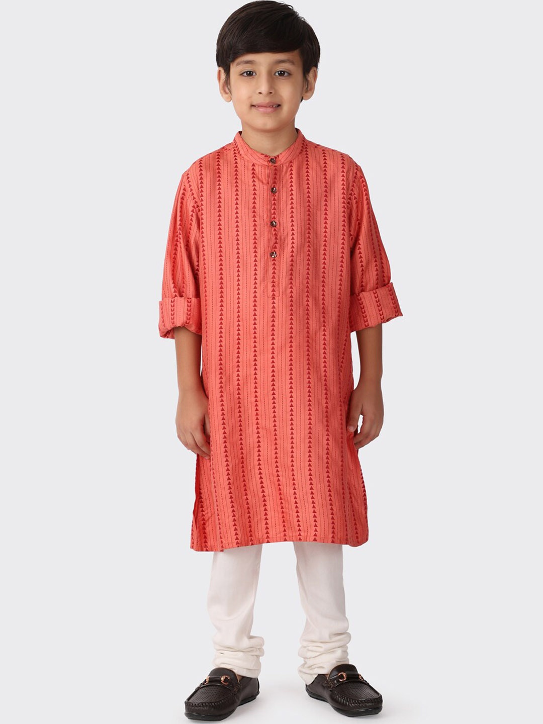 Fabindia Boys Coral Striped Kurta