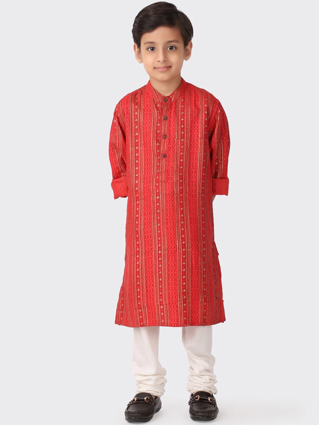 

Fabindia Boys Red & Gold-Toned Kurta