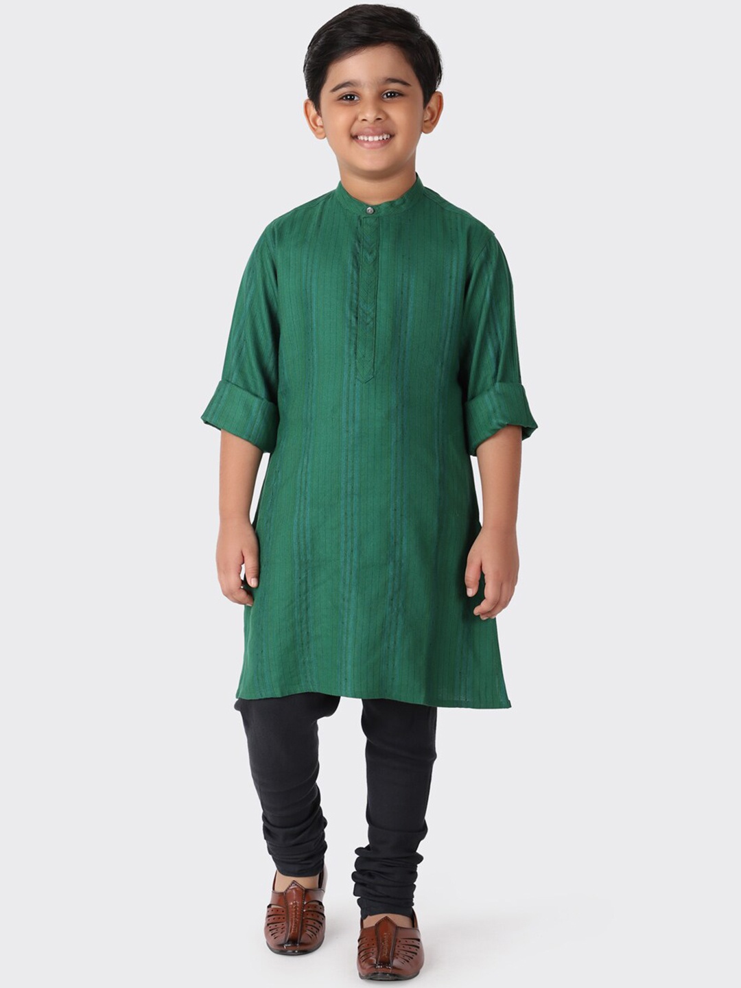 

Fabindia Boys Green Striped Kurta