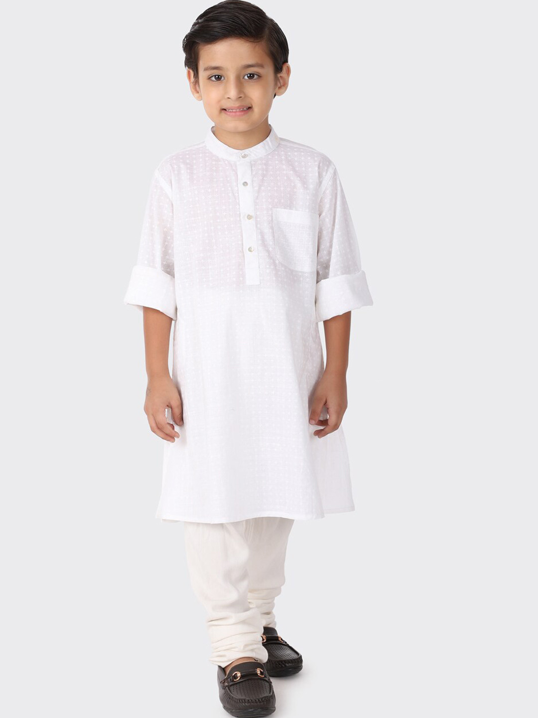 

Fabindia Boys White Self Design Kurta