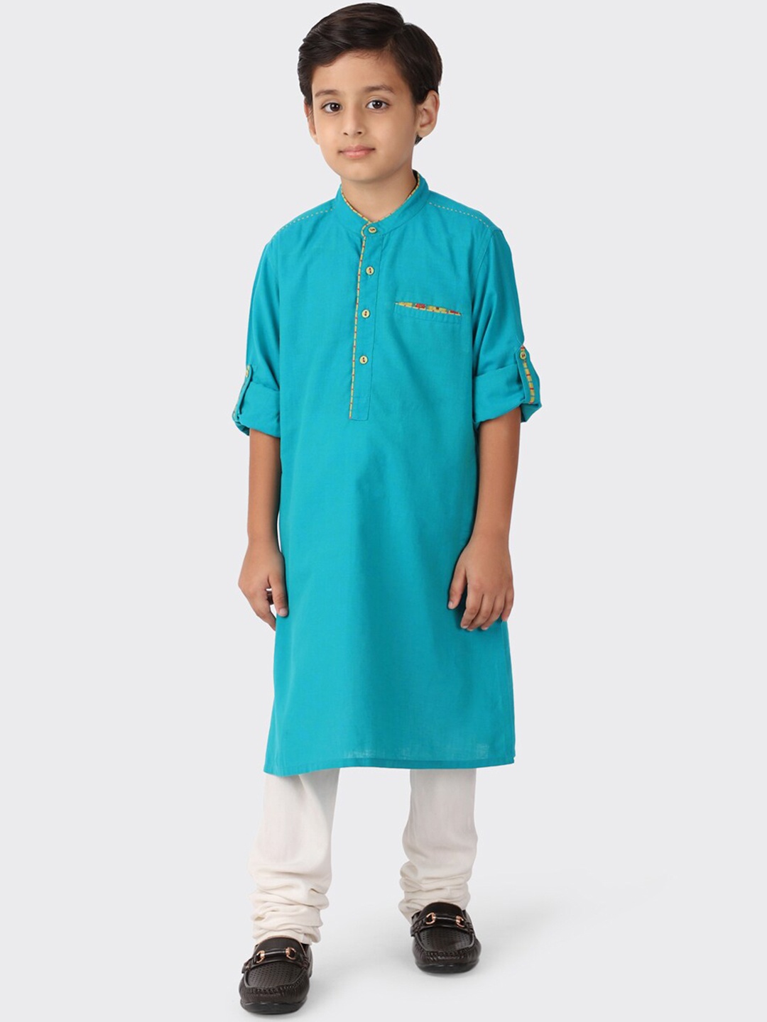 

Fabindia Boys Blue Solid Kurta