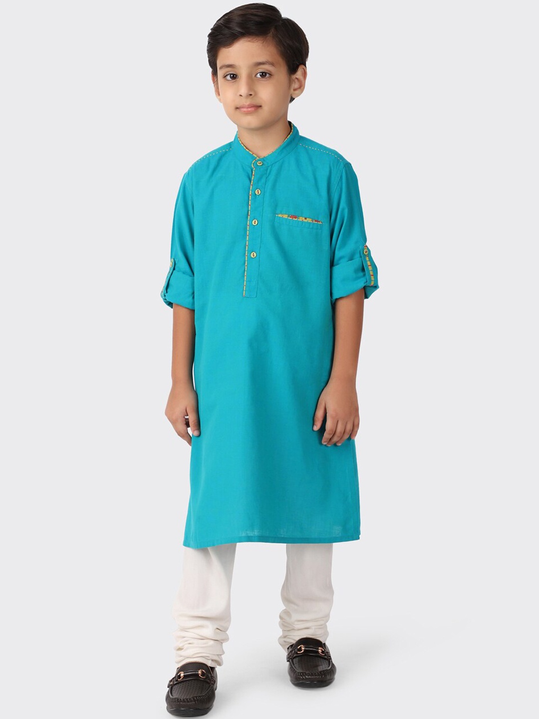 

Fabindia Boys Blue Solid Kurta
