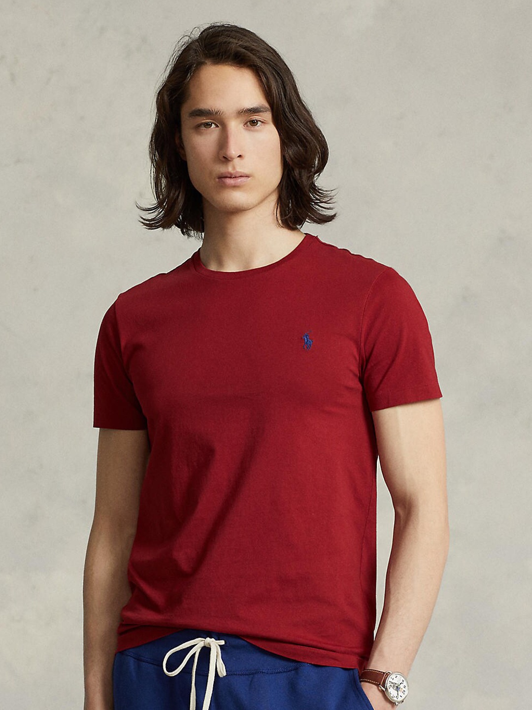 

Polo Ralph Lauren Men Maroon Solid Slim Fit T Shirt