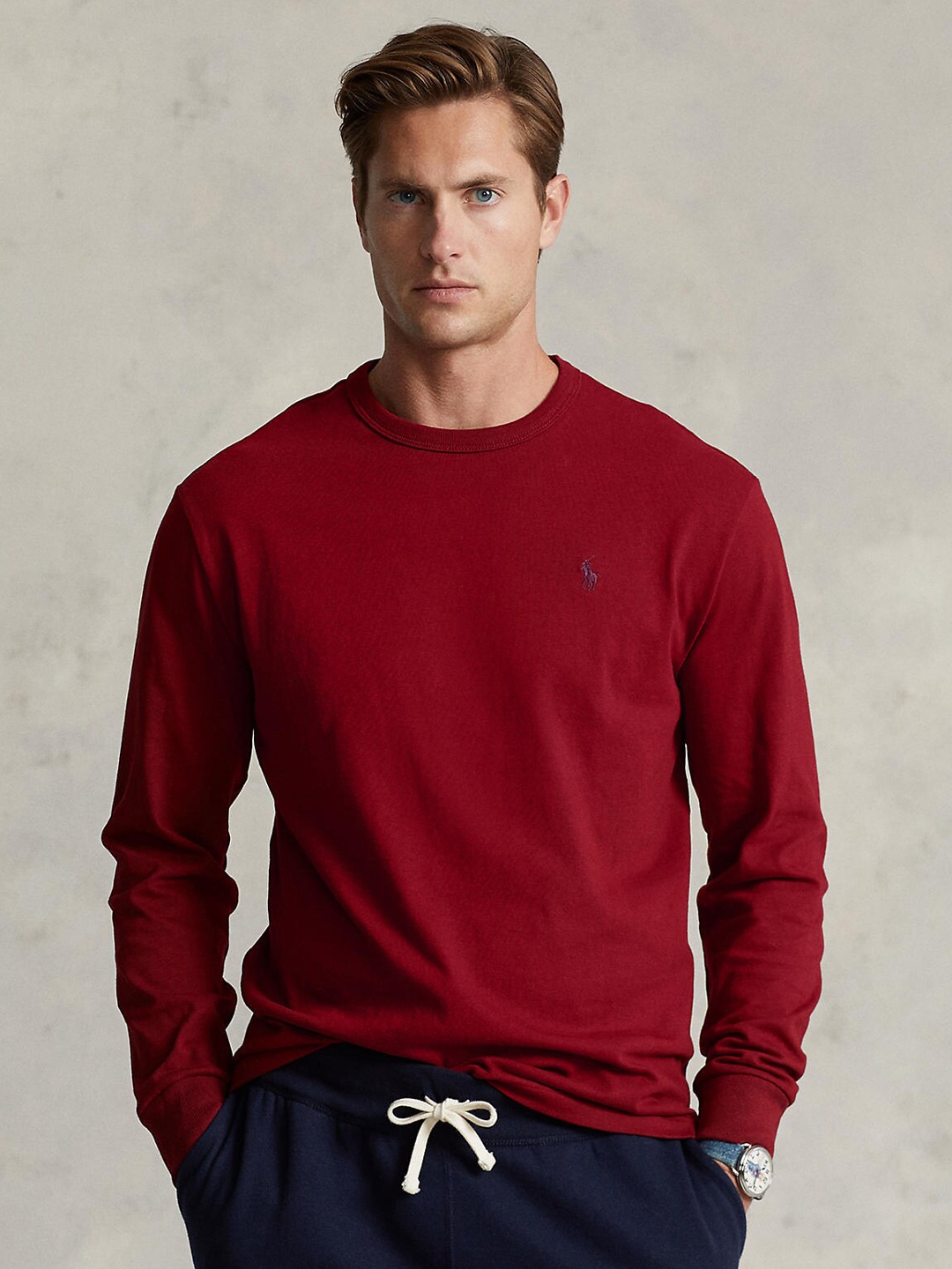 

Polo Ralph Lauren Men Maroon Solid Cotton T shirts