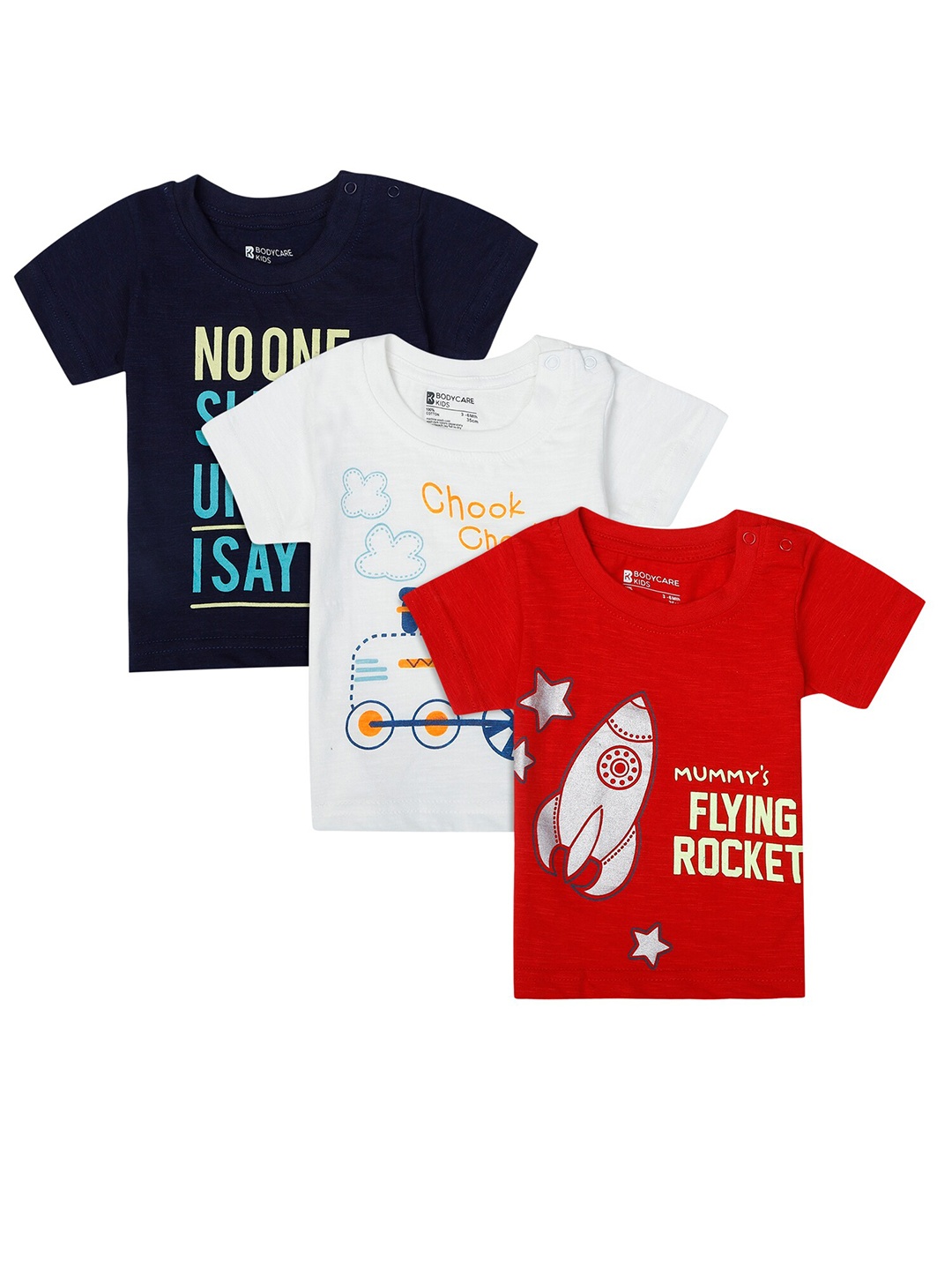 

Bodycare Kids Boys Black & White Typography Pack Of 3 Printed T-shirt