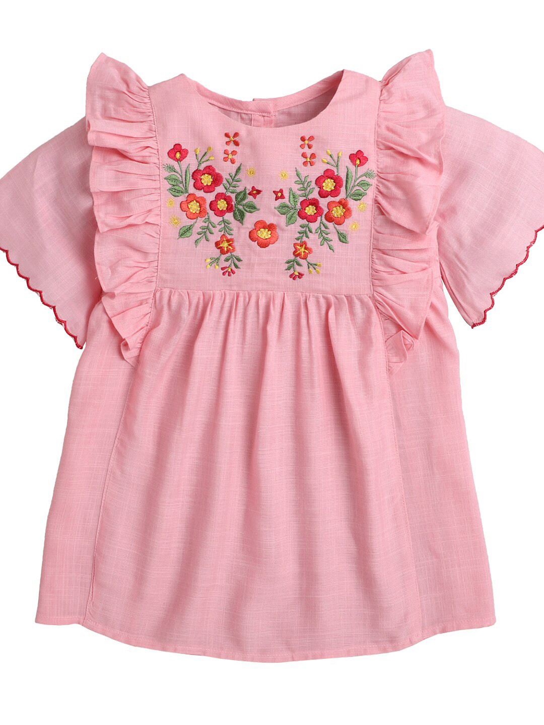 

Knitting Doodles Girls Pink Floral Cotton Dress