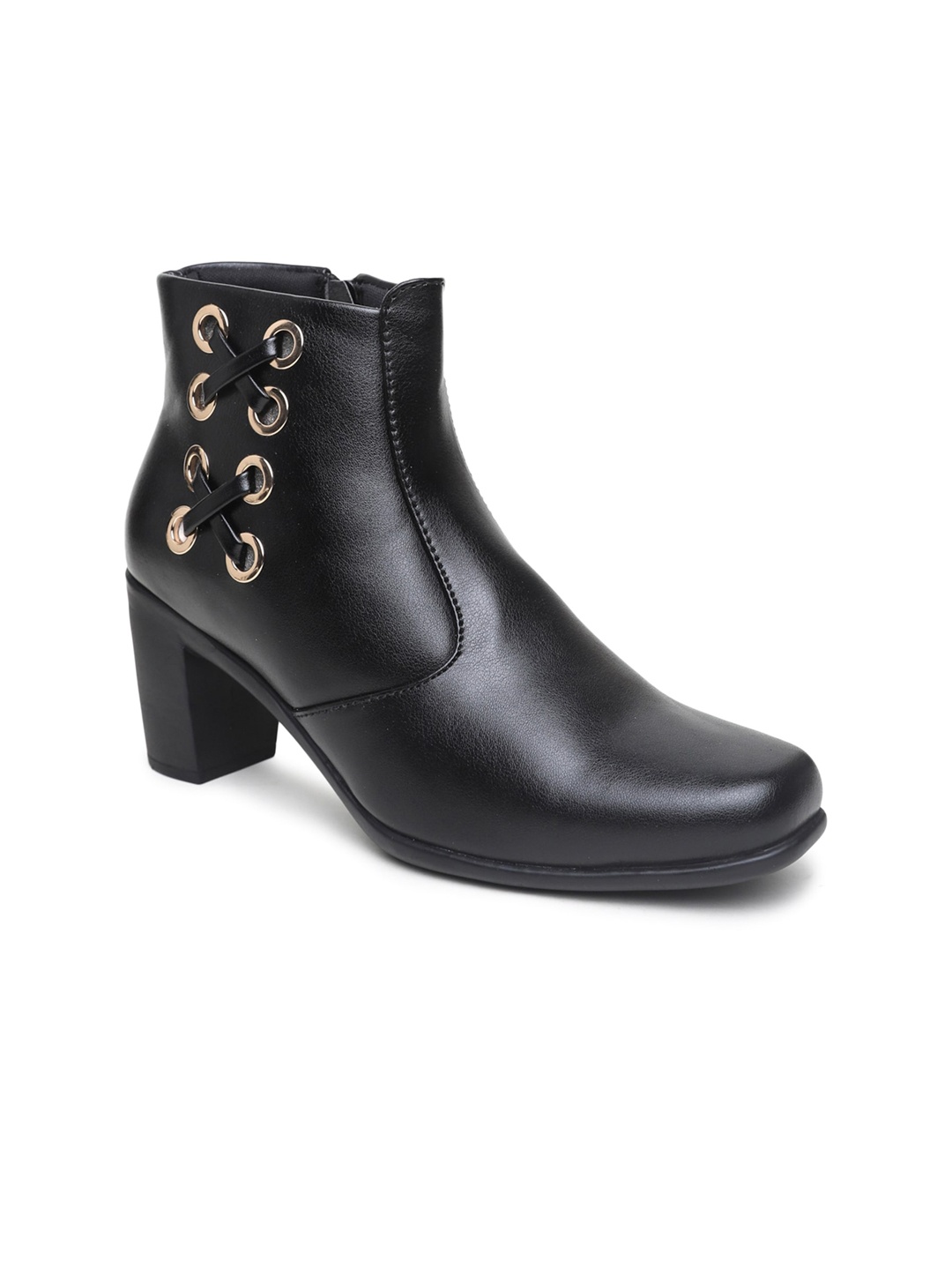 

VALIOSAA Women Black Solid Heeled Regular Boots