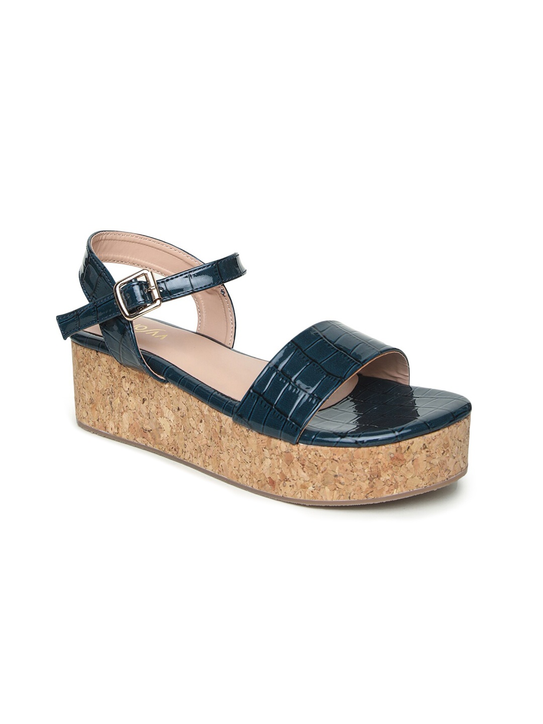 

VALIOSAA Blue Textured Flatform Heels