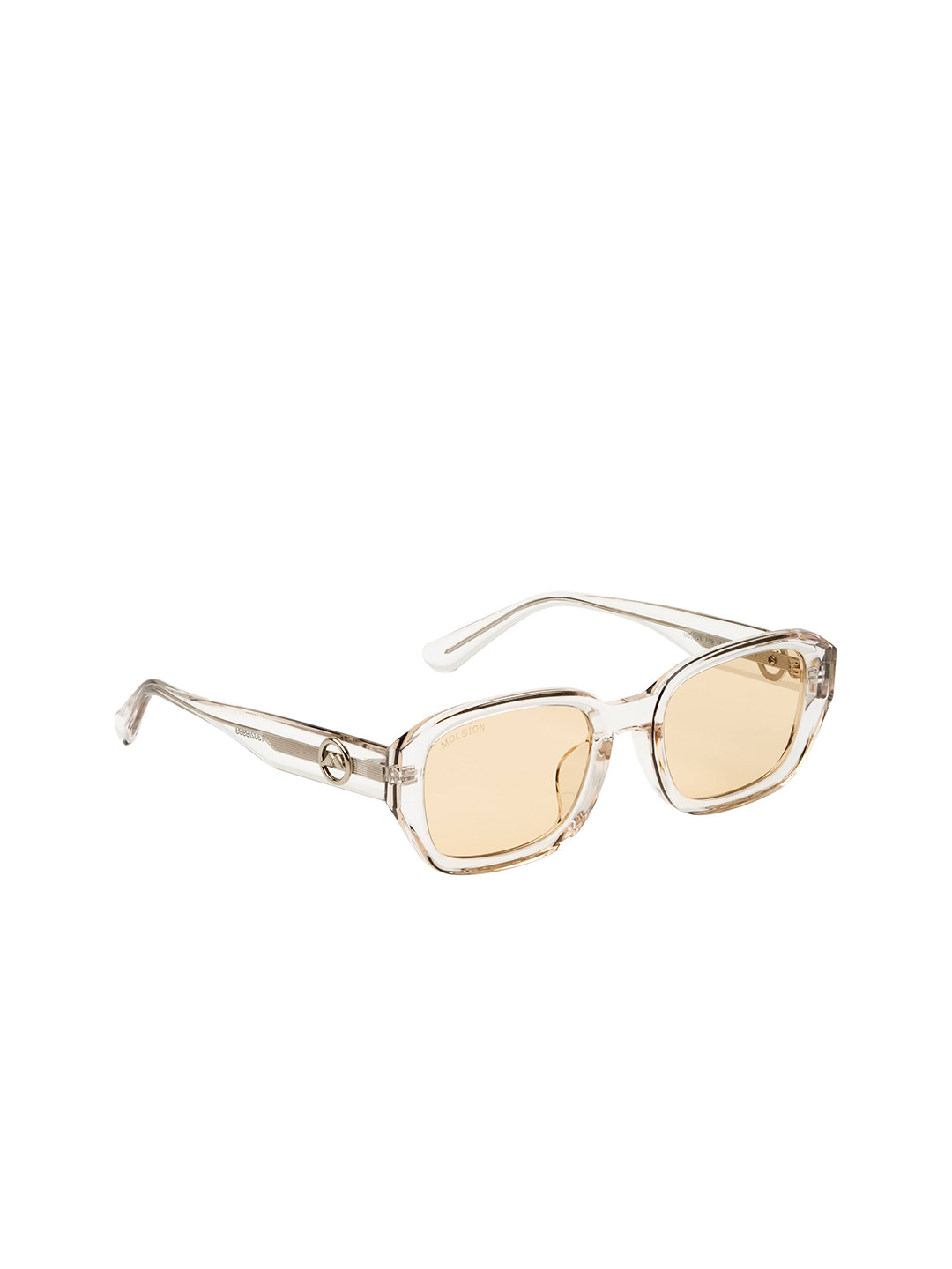 

MOLSION Men Yellow Lens & White Rectangle Sunglasses with UV Protected Lens