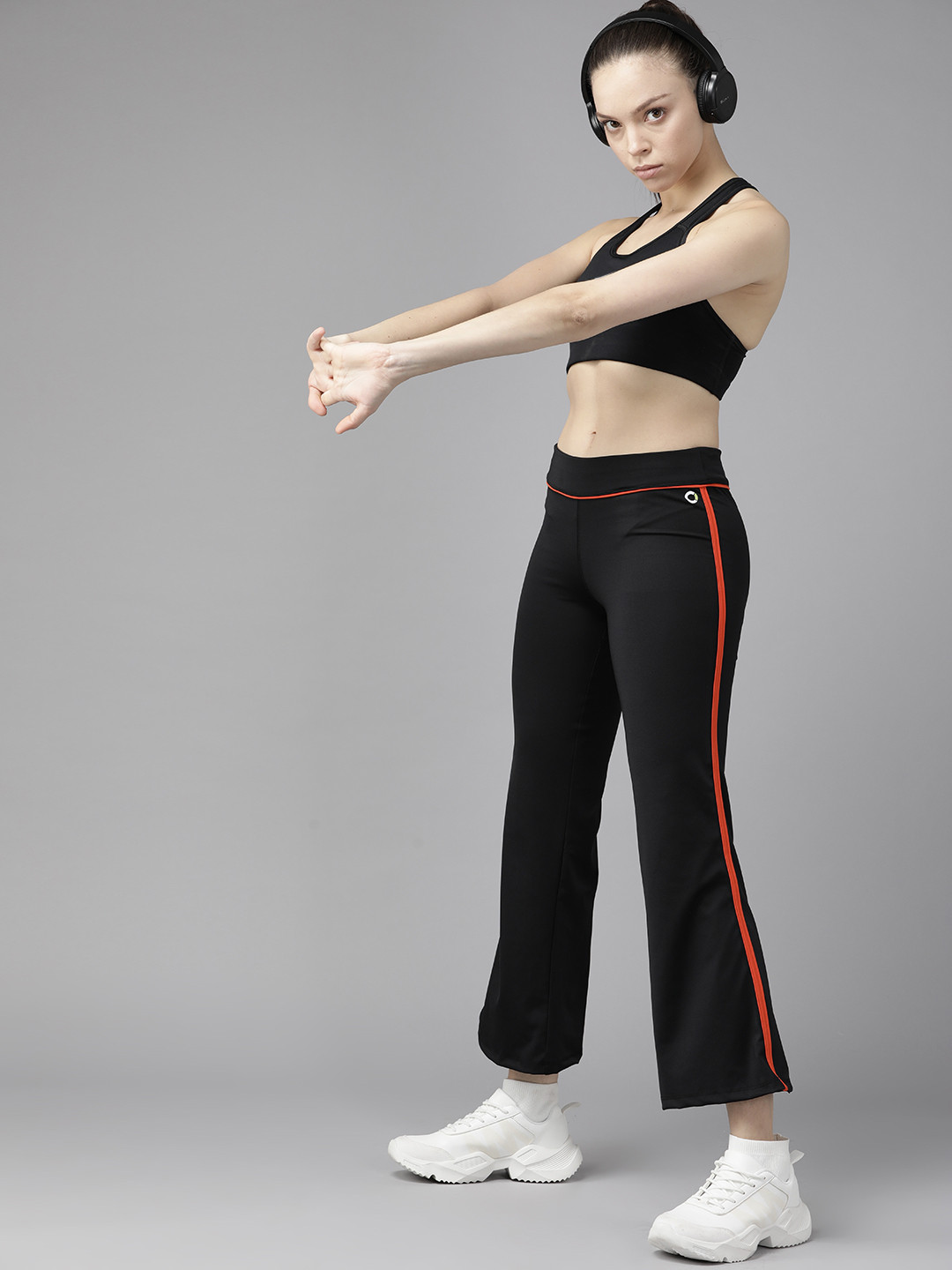 

PROWL by Tiger Shroff Women Cropped Flared Track Pants, Black