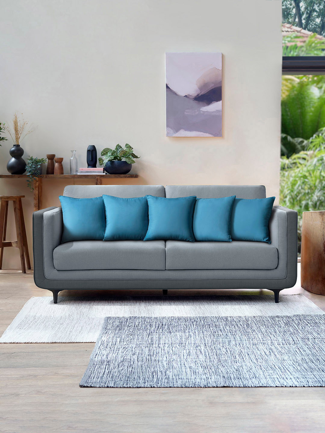 

Sleepyhead Set Of 5 Blue Solid Cushion Inserts