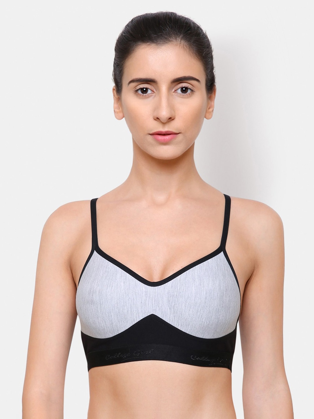 

College Girl Black & Blue Non Padded Cotton Colourblocked Bra