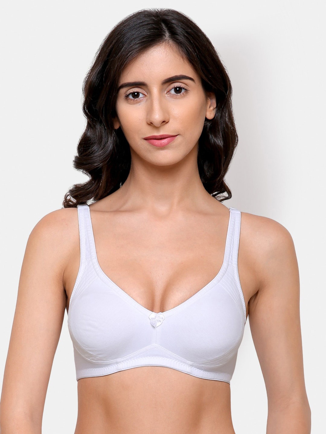 

College Girl White Solid T-shirt Bra