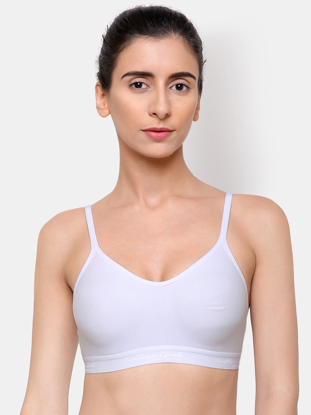 

College Girl White Solid Tshirt Bra