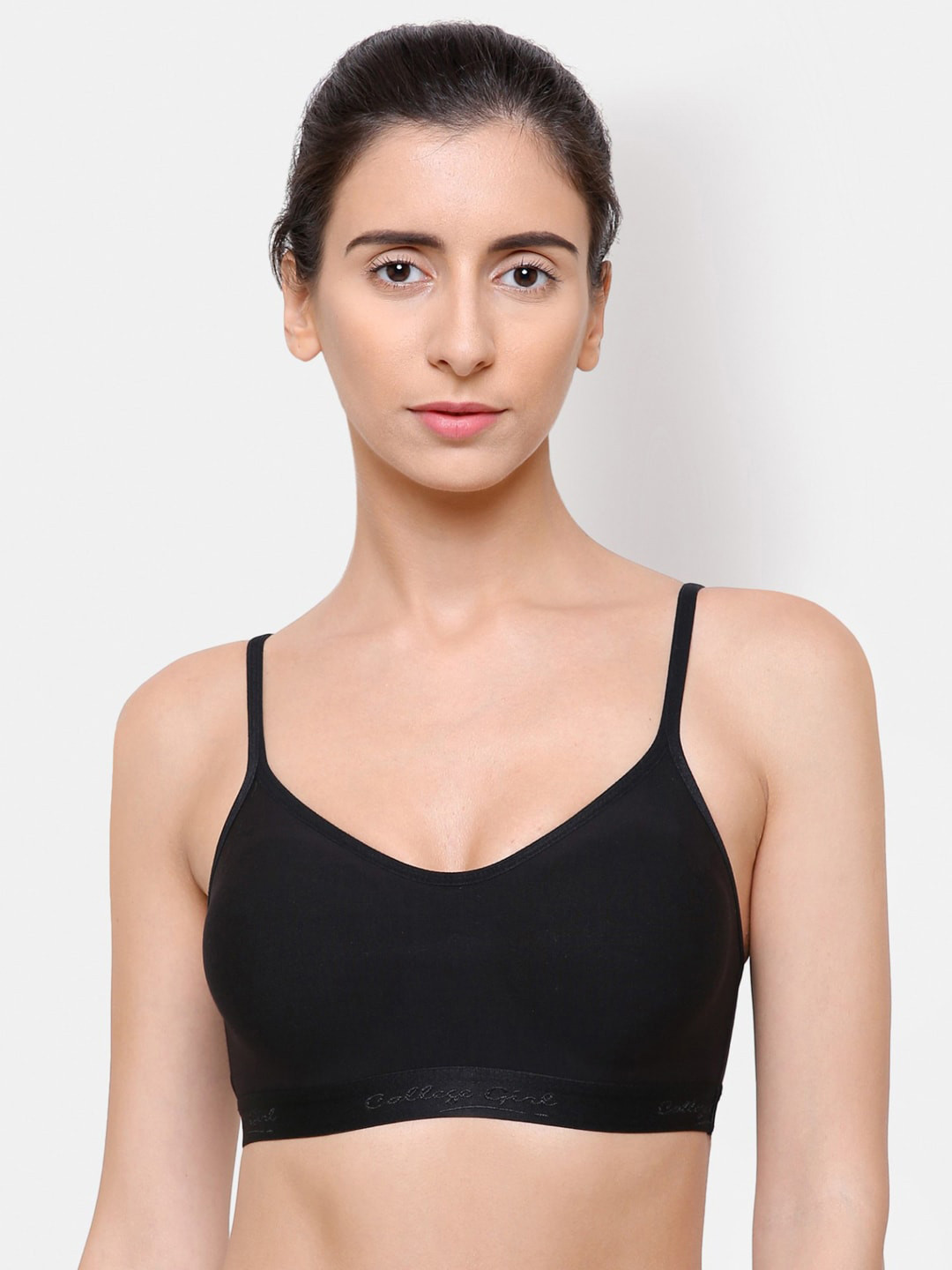 

College Girl Black Solid T-shirt Bra