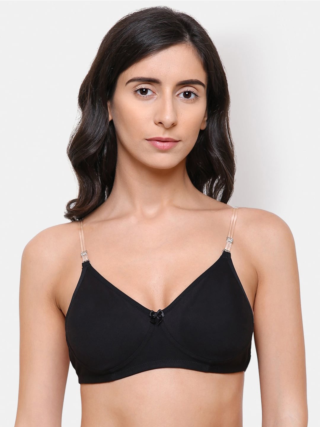 

College Girl Black Solid T-shirt Bra - Wireless Padded