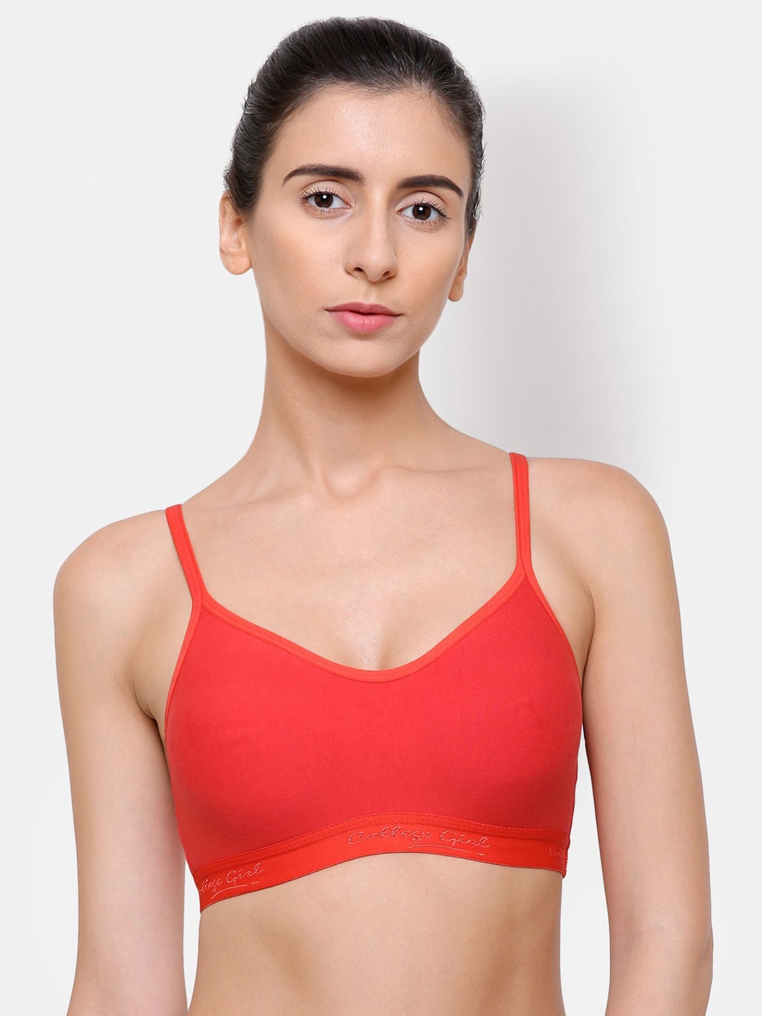 

College Girl Red Solid T-shirt Bra - Wireless Non-Padded