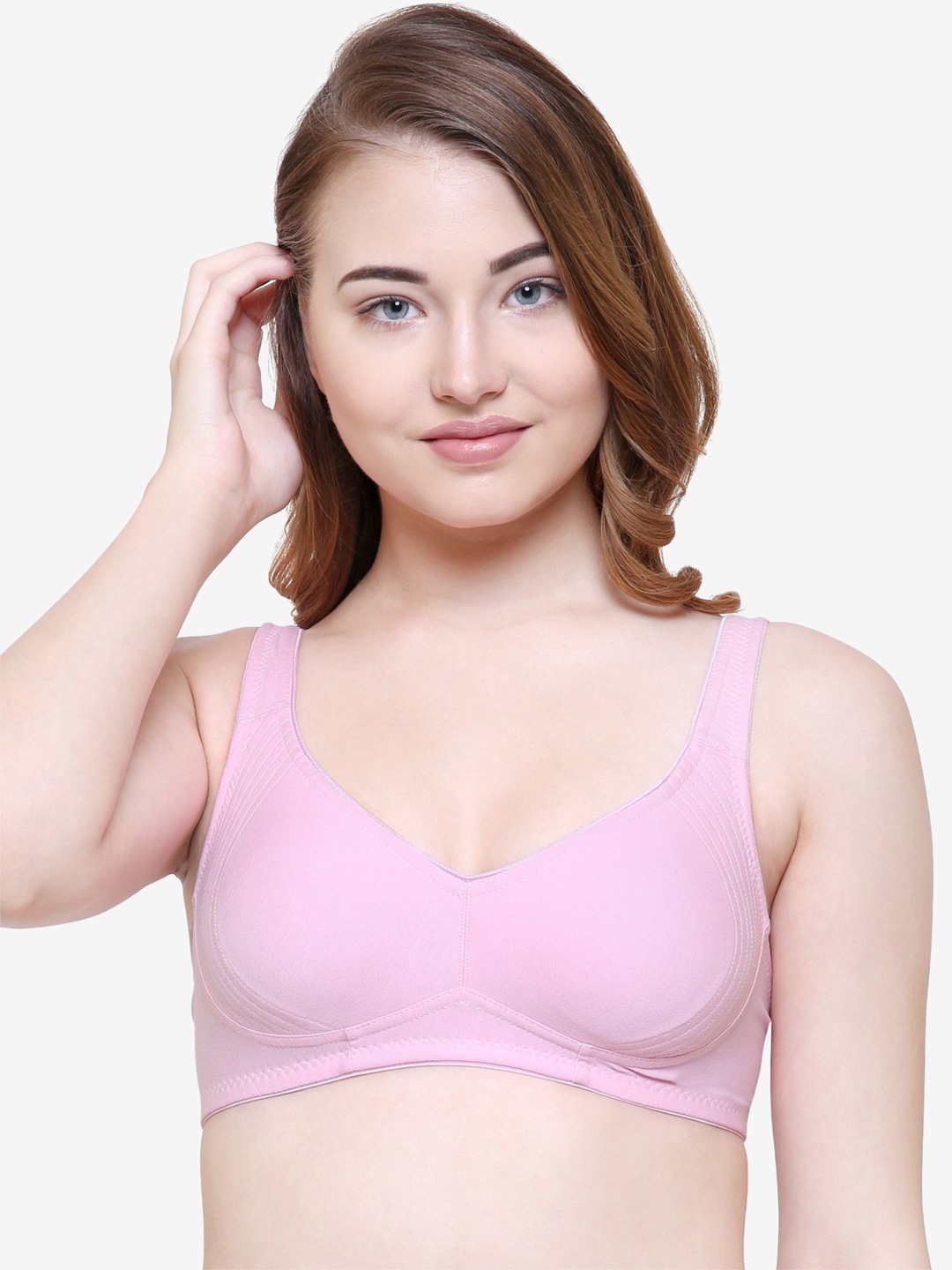 

College Girl Pink Solid T-shirt Bra