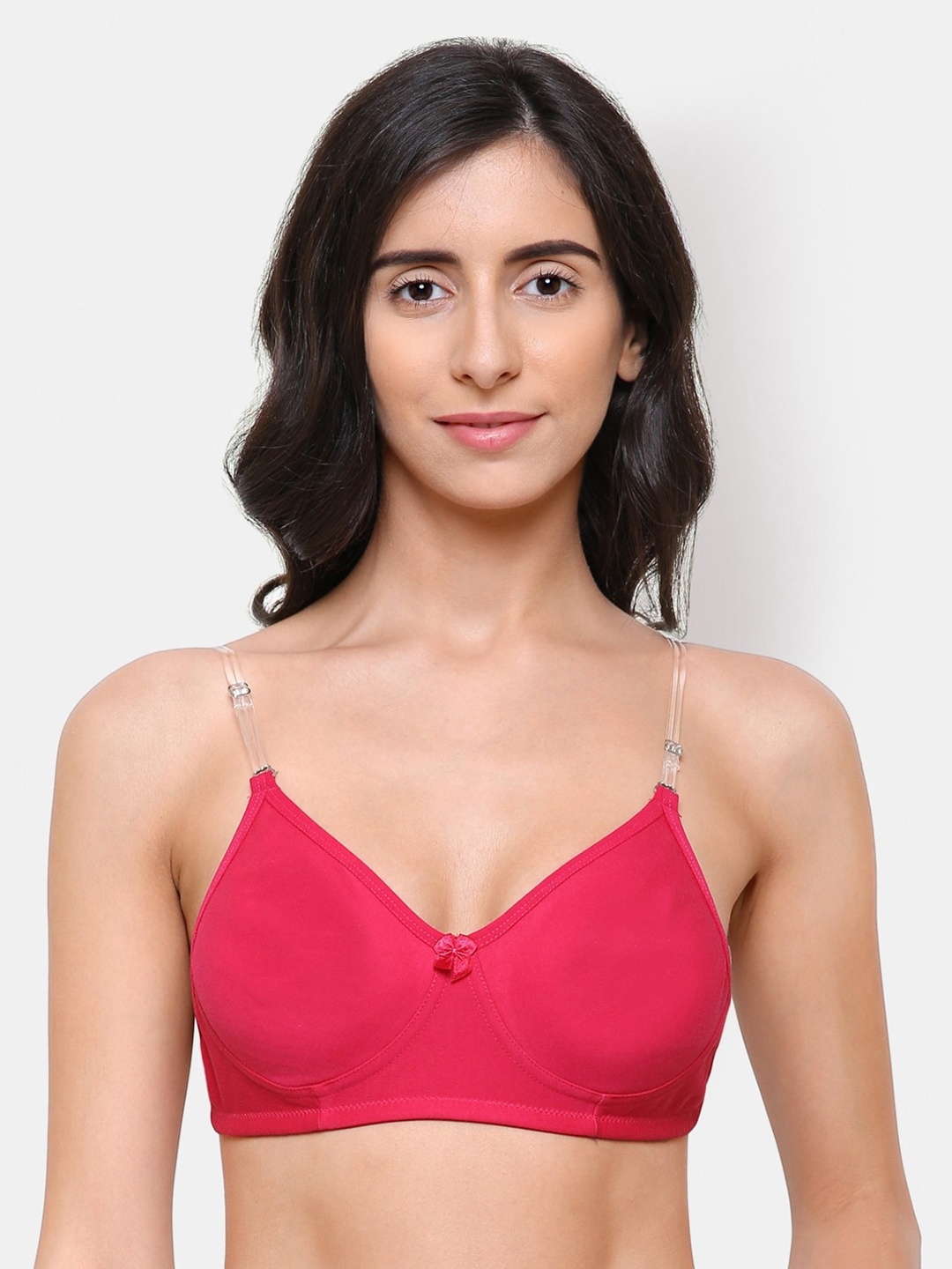 

College Girl Women Fuchsia & Transparent Bra Heavily Padded