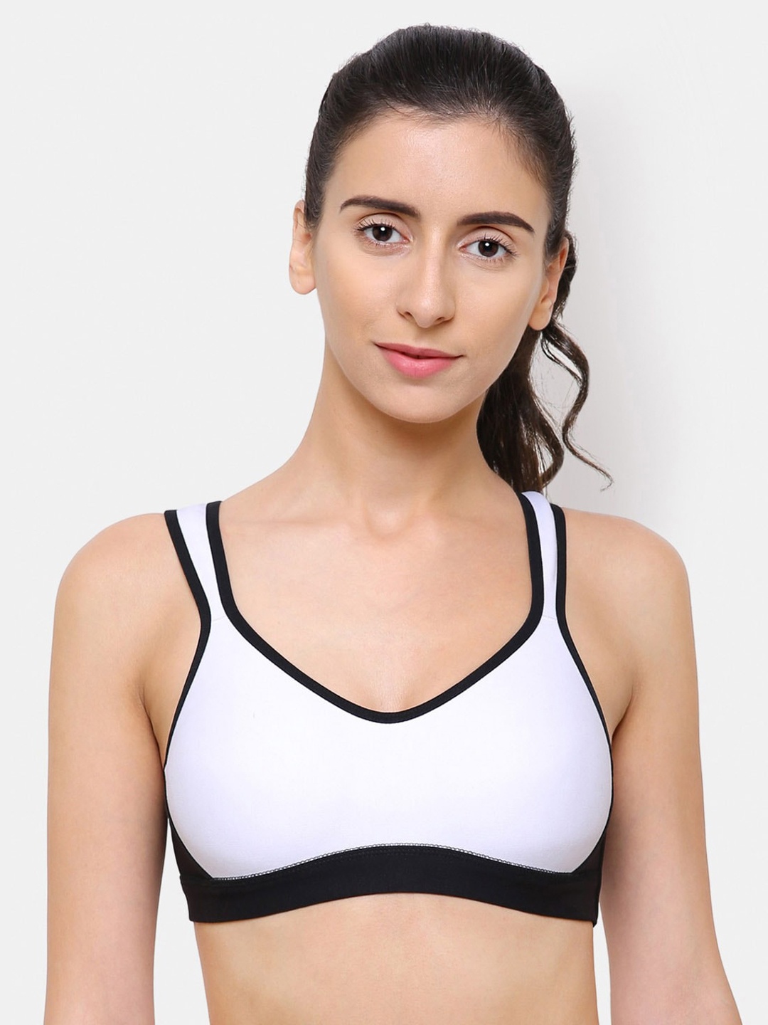 

College Girl Women White & Black Colourblocked Bra