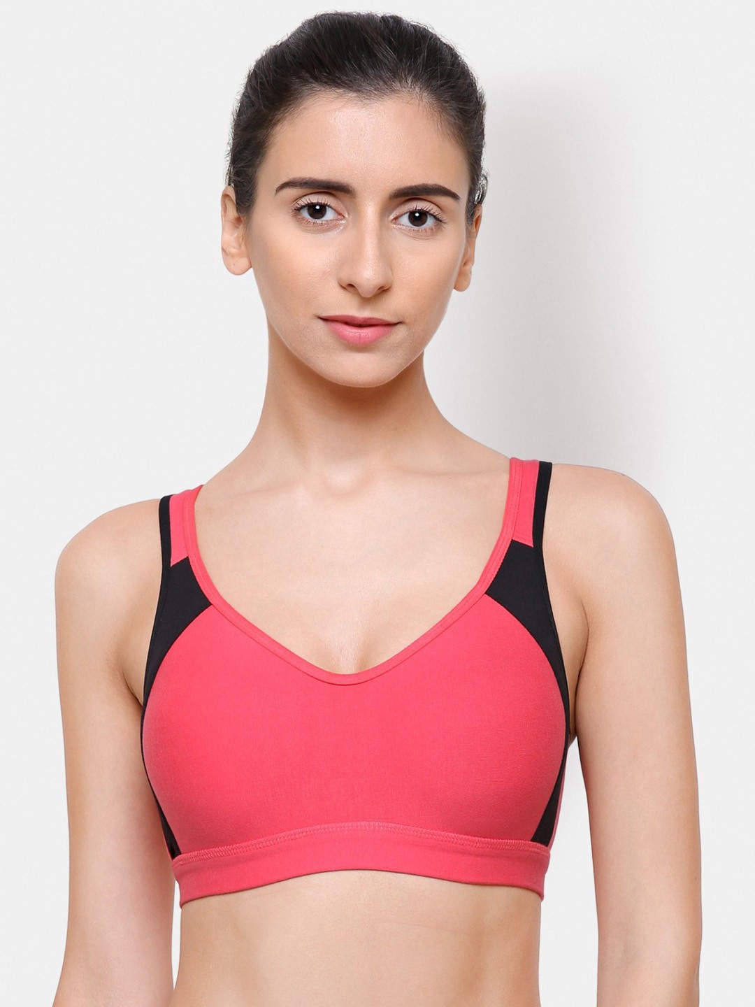 

College Girl Women Pink & Black Colourblocked Bra