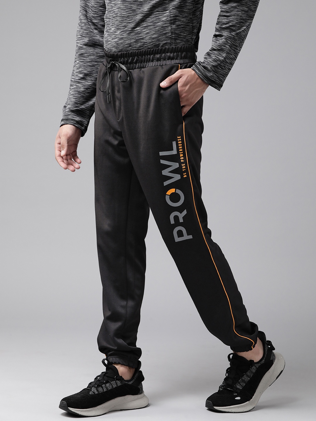 PROWL by Tiger Shroff Men Black Brand Logo Printed Training Joggers