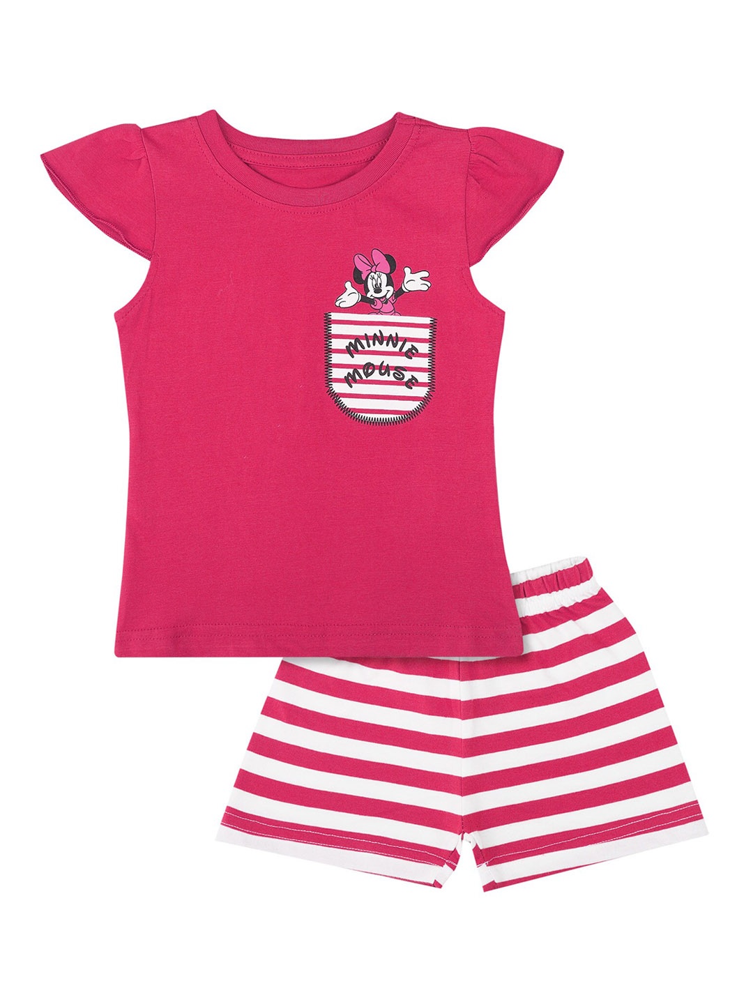 

Bodycare Kids Girls Fuchsia & White Minnie Mouse Print Top with Shorts