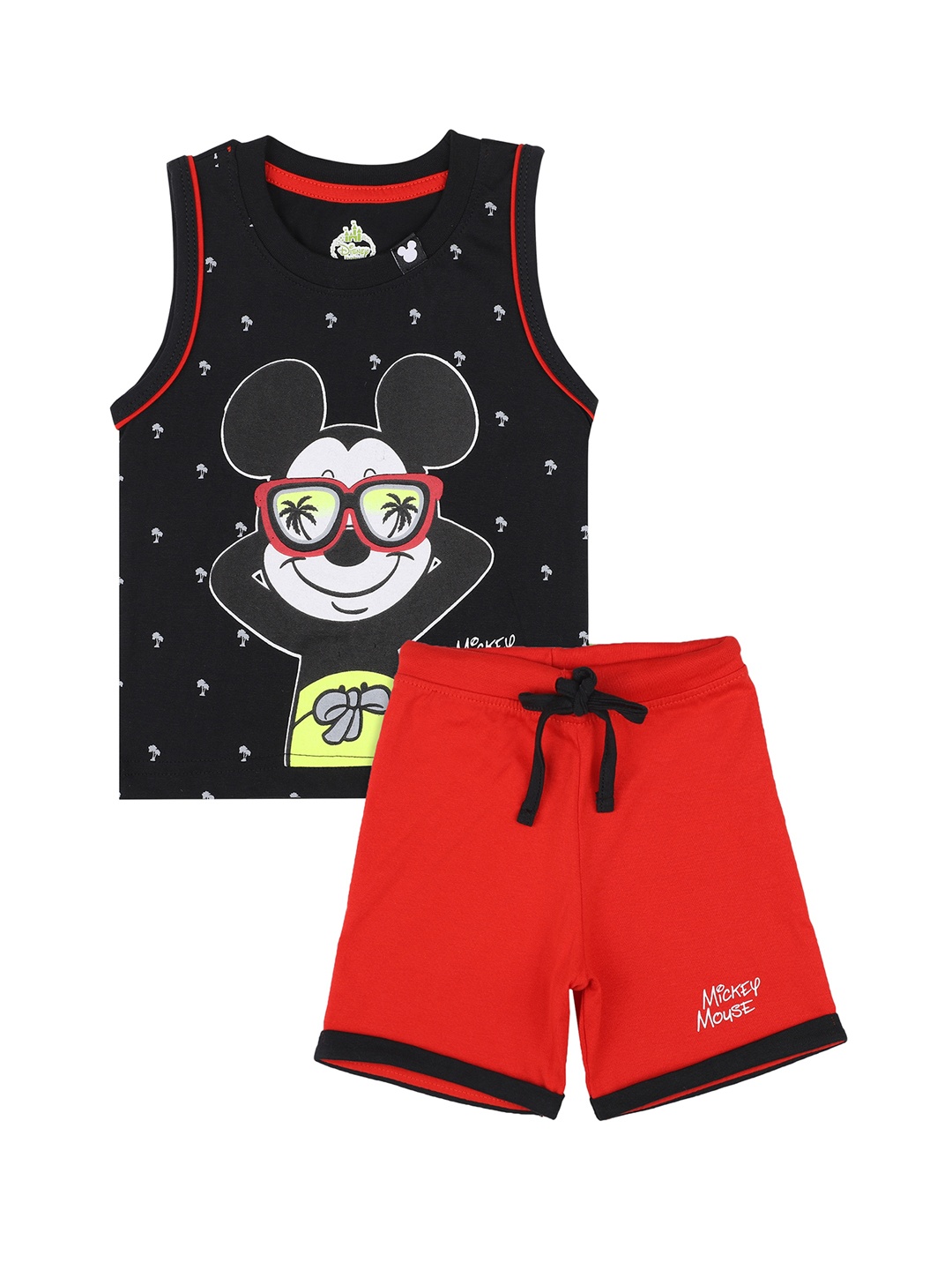 

Bodycare Kids Boys Pure Cotton MICKEY & FRIENDS Printed T-shirt with Shorts, Black
