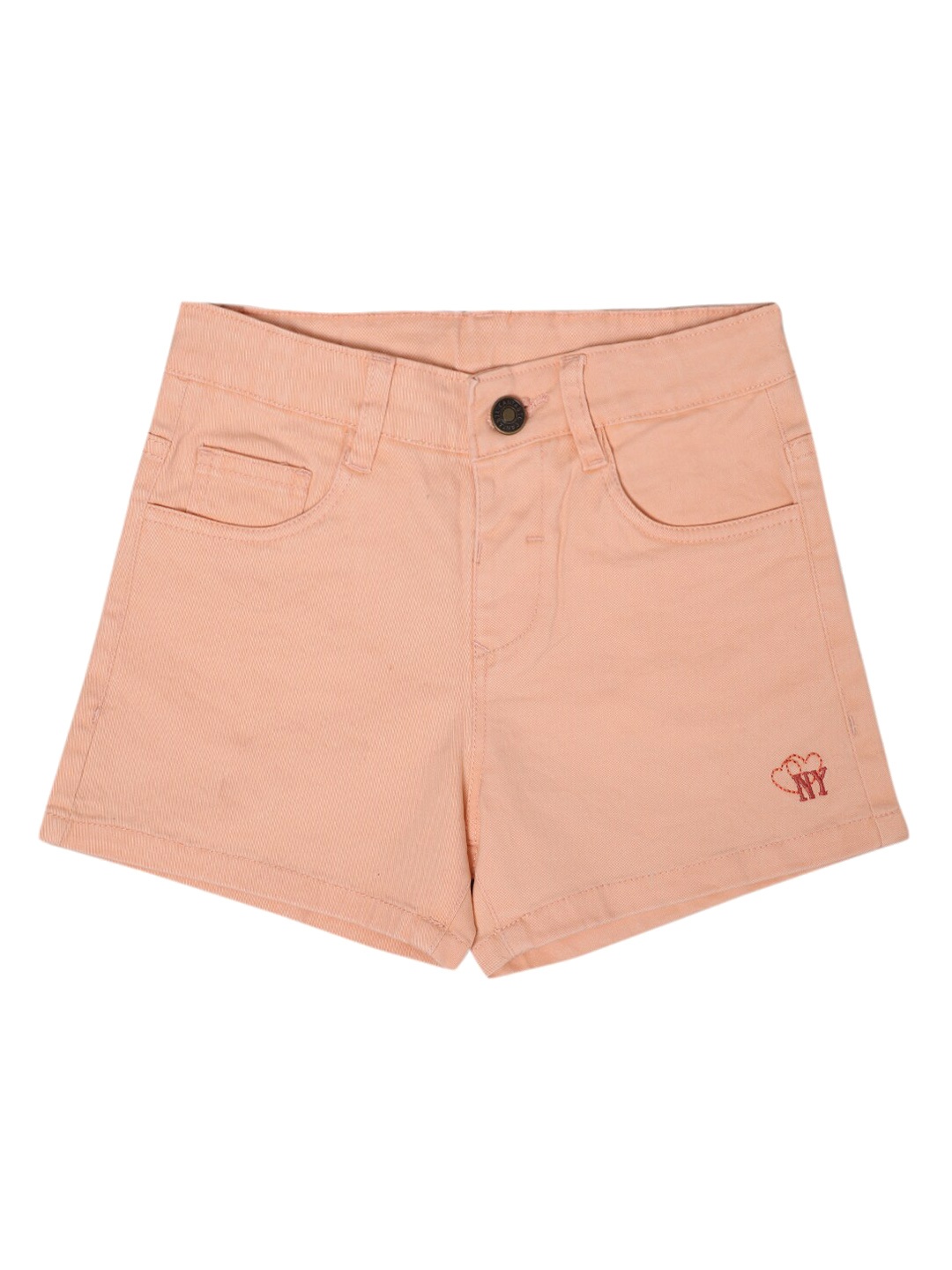 

Cantabil Girls Peach-Coloured Denim Shorts