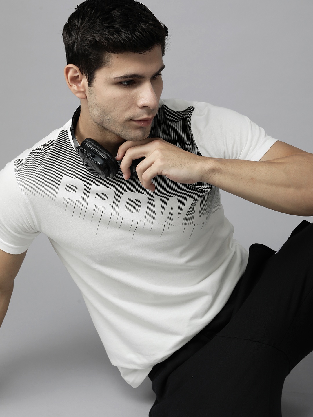 

PROWL by Tiger Shroff Men White & Black Brand Logo Printed T-shirt
