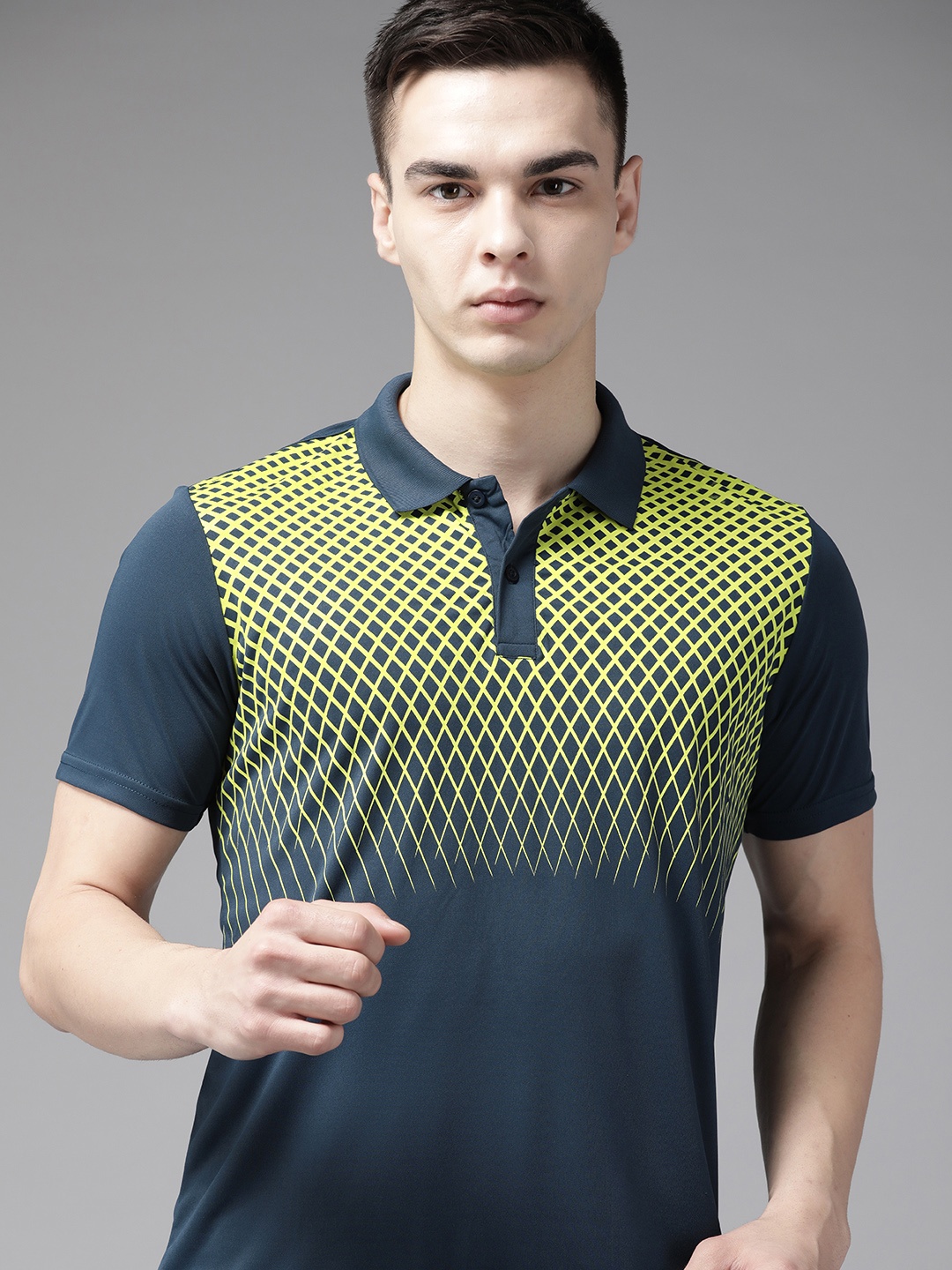 

PROWL by Tiger Shroff Men Graphic Printed Polo Collar Running T-shirt, Teal