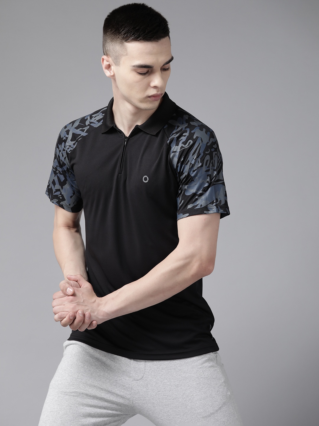 

PROWL by Tiger Shroff Polo Collar Raglan Sleeve T-shirt, Black