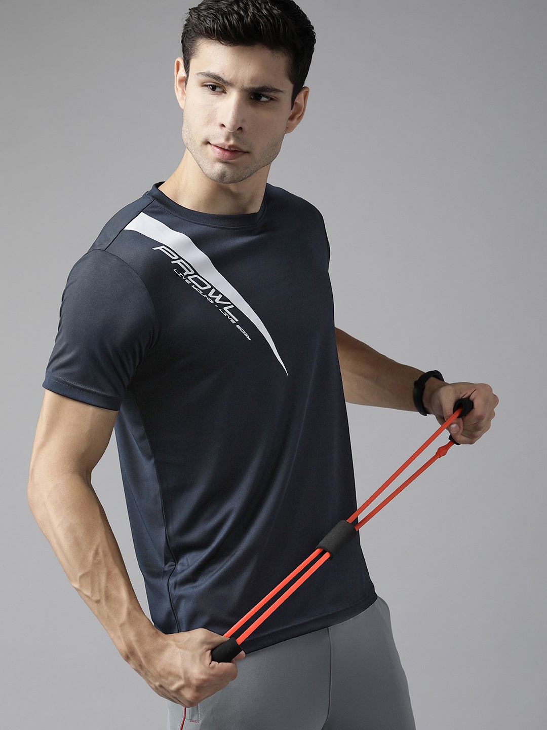 

PROWL by Tiger Shroff Men Navy Blue Printed Training T-shirt