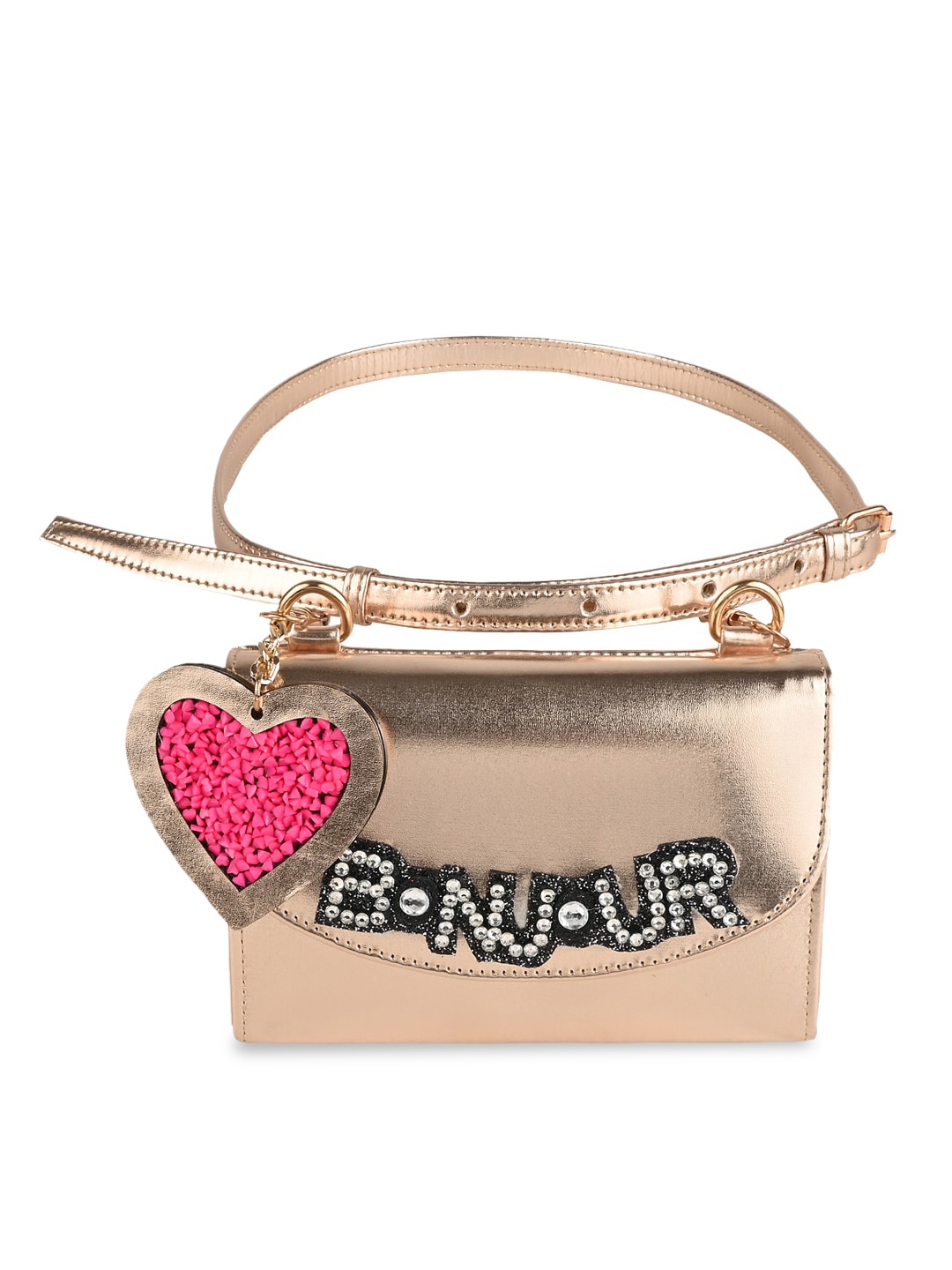 

Vdesi Women Golden Heart Waist Belt Pouch, Gold