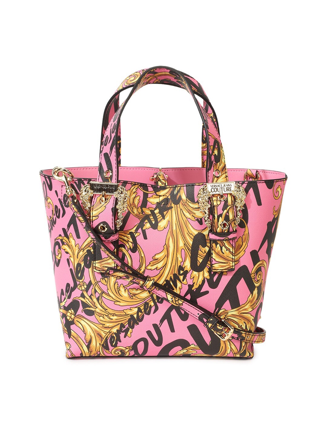 

Versace Jeans Couture Pink Floral Printed Leather Oversized Shopper Tote Bag