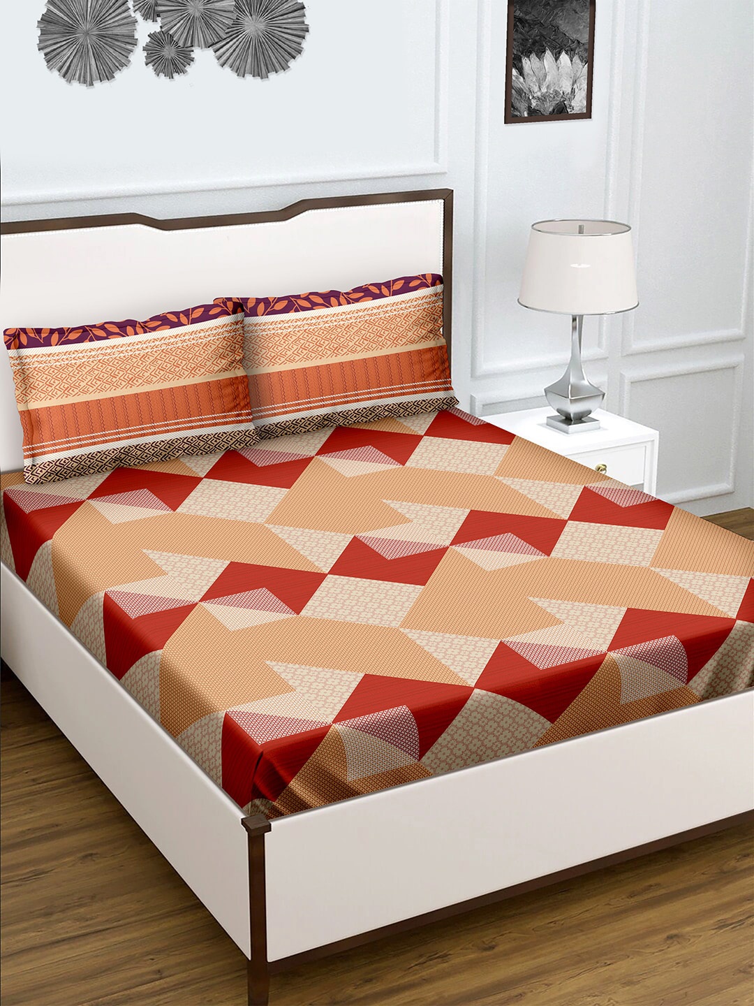 

BELLA CASA Unisex Orange Bedsheets