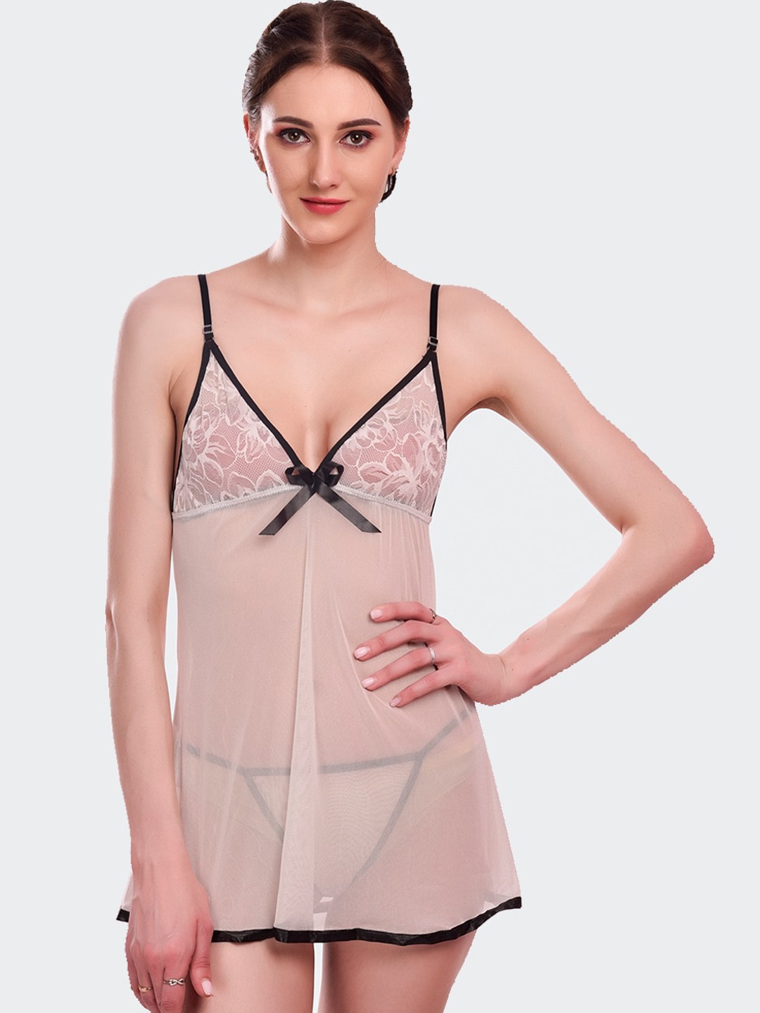 

Fleurt Women White & Black Baby Doll