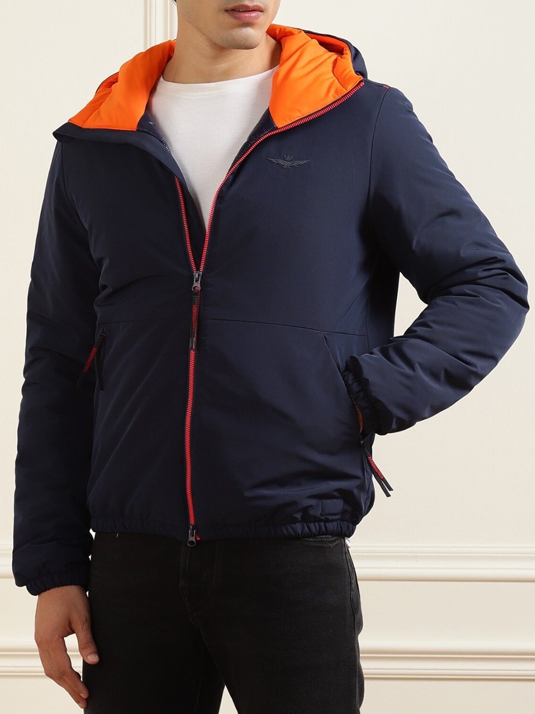 

Aeronautica Militare Men Navy Blue Solid Tailored Jacket