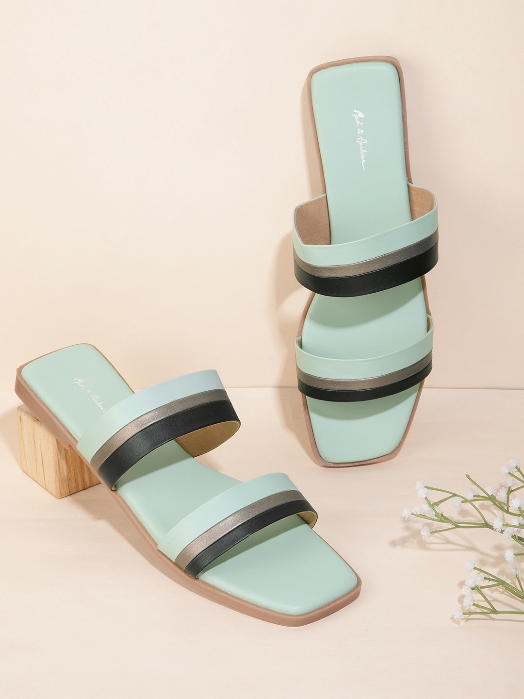 

Mast & Harbour Women Colourblocked Open Toe Flats, Green