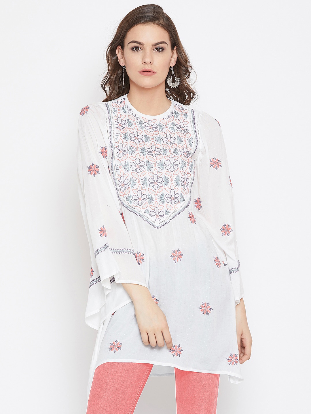 

The Kaftan Company White Floral Print Top