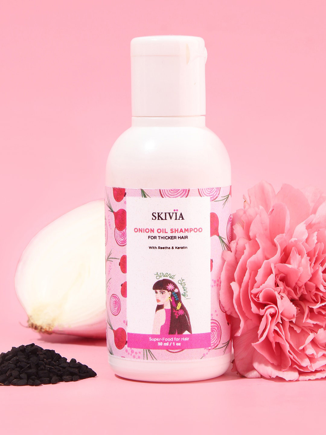

SKIVIA Onion Oil Shampoo with Reetha & Keratin For Thicker Hair - 30 ml, White