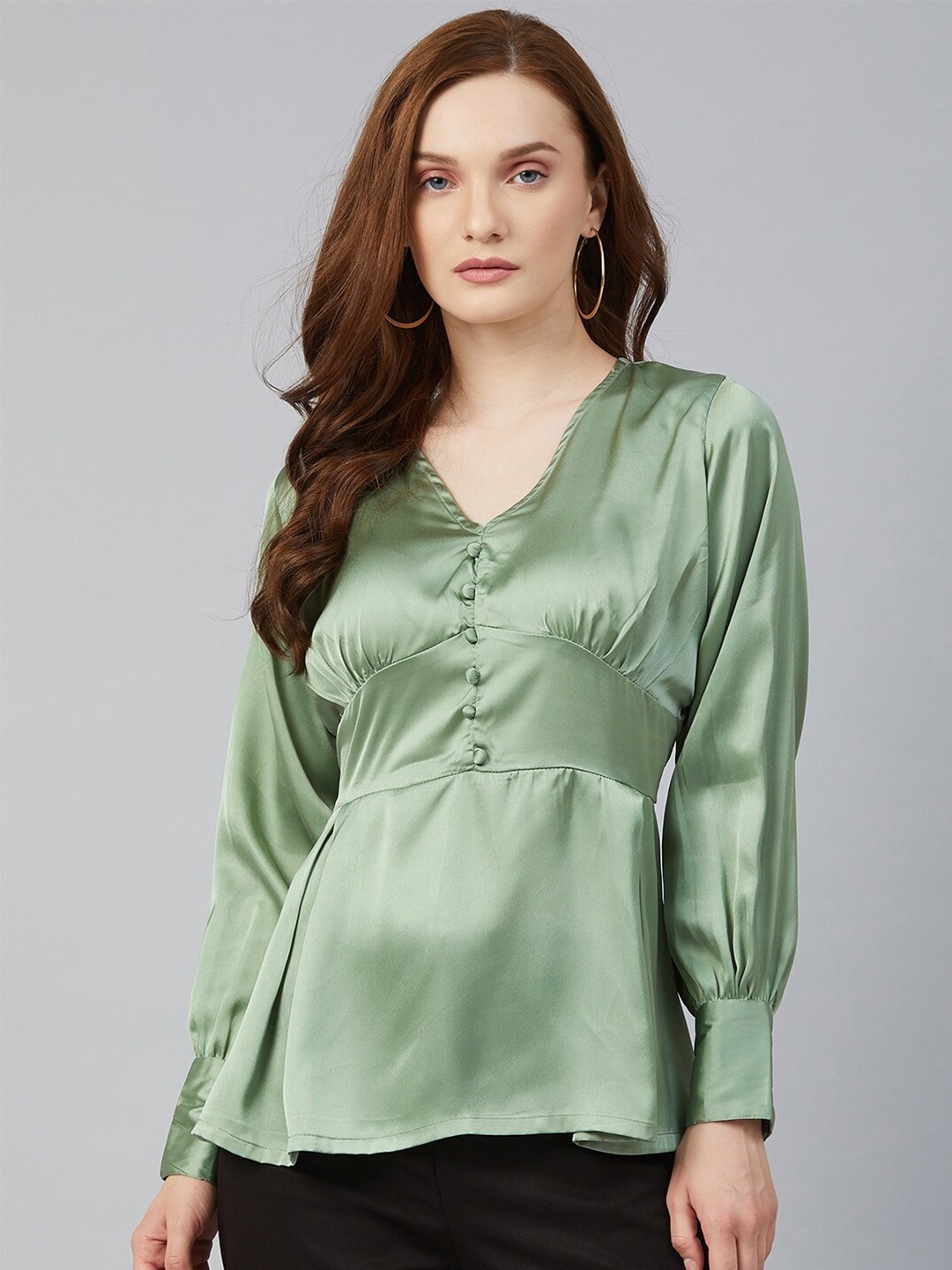 

plusS Sea Women Green Empire Top, Sea green