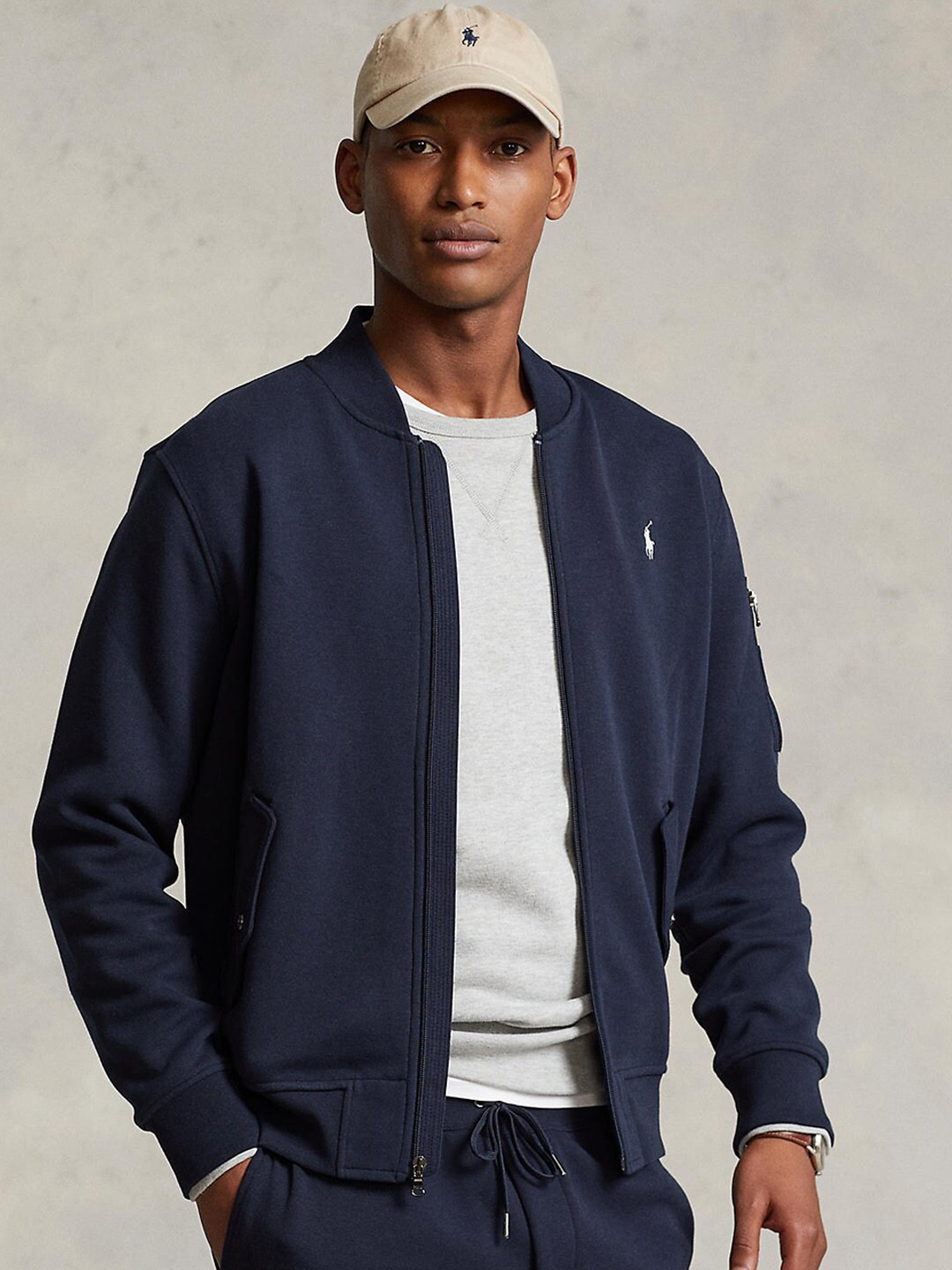 

Polo Ralph Lauren Men Navy Blue Solid Bomber Jacket