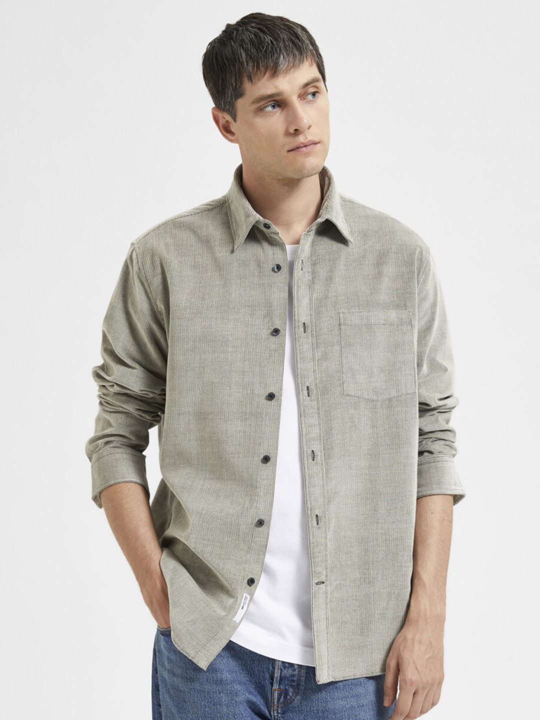 

SELECTED Men Grey Casual Shirt