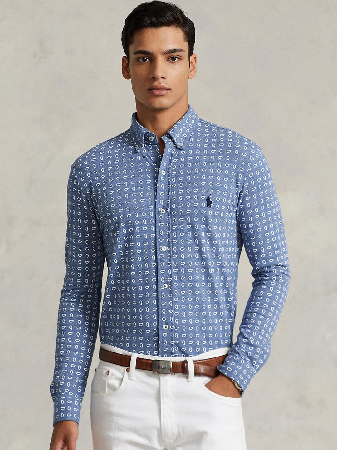 

Polo Ralph Lauren Men Blue Printed Pure Cotton Casual Shirts