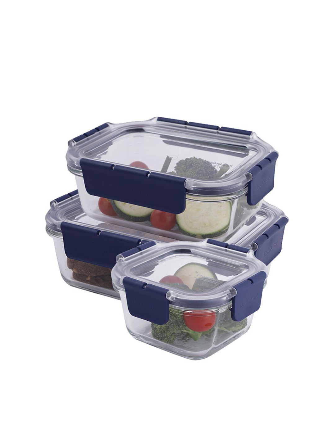 

Lock & Lock 3 Pieces of Transparent Solid Dishwasher and microwave safe Glass Containers